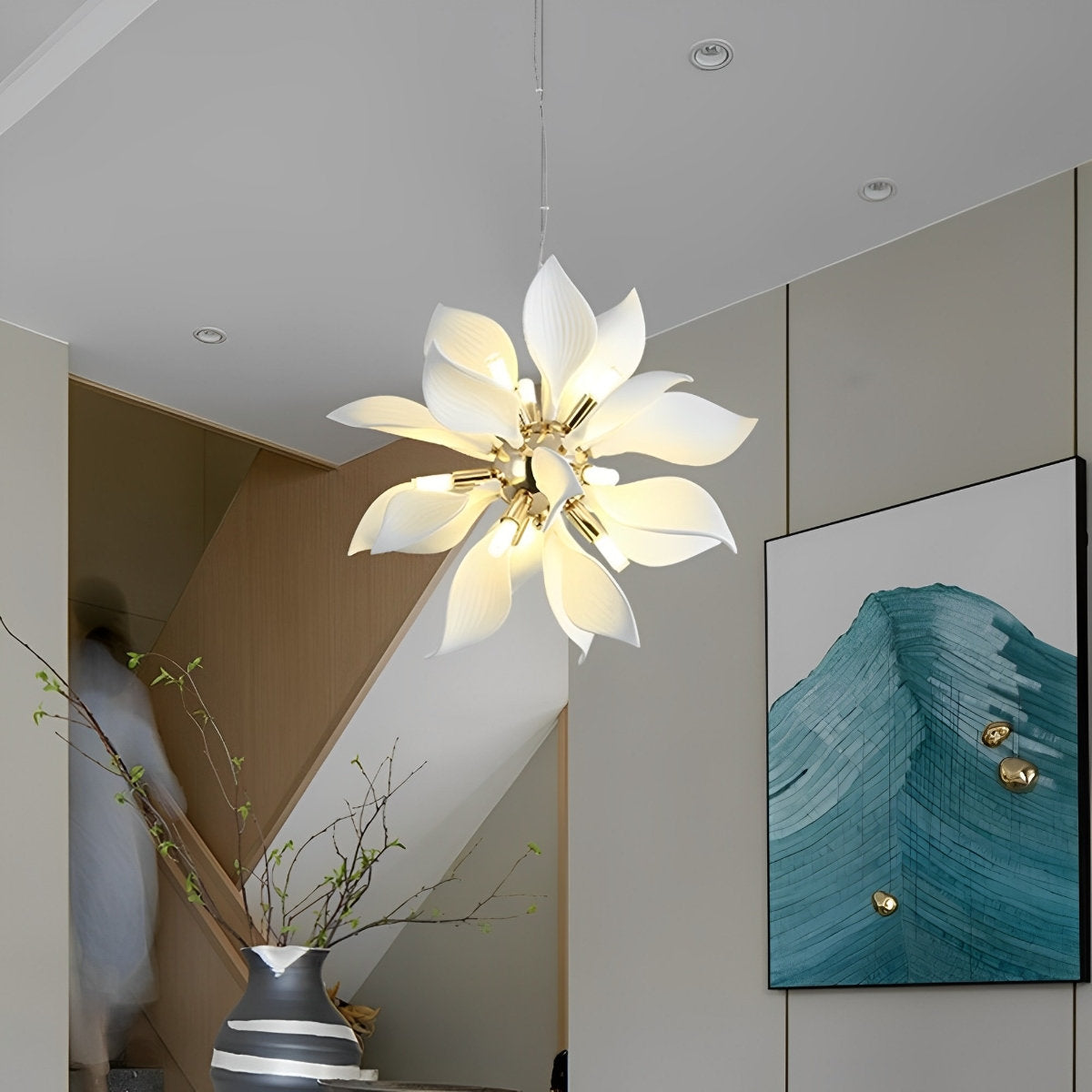 Moderne keramische bloemkunst kroonluchter verlichting