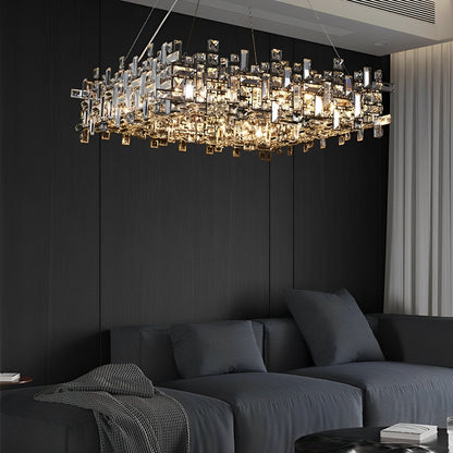 Moderne Luxe Geometrische Schijnende Kristallen Kroonluchter Verlichting