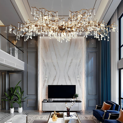 Moderne Luxe Gouden Boomtak Druppel Waterval Kroonluchter Verlichting