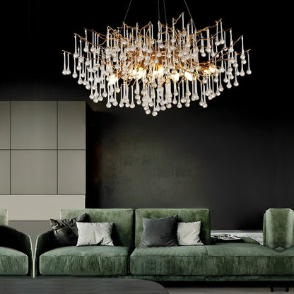 Moderne Luxe Gouden Boomtak Druppel Waterval Kroonluchter Verlichting