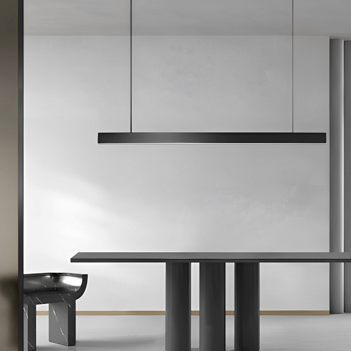 Modern minimalisme zwarte lange industriële plafondlamp voor woonkamer