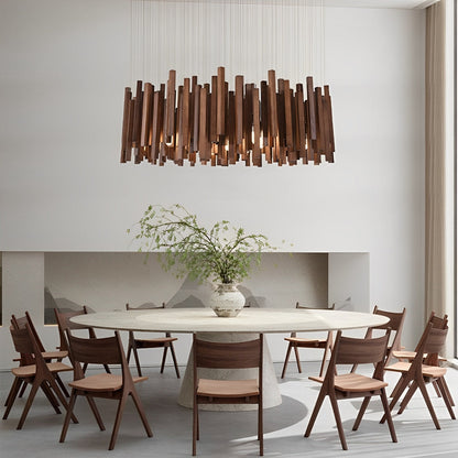 Moderne minimalistische houten brandhoutstok kroonluchter licht