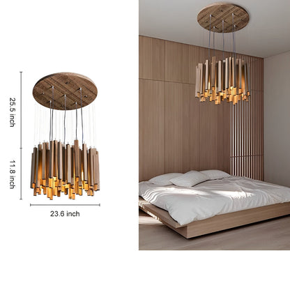 Moderne minimalistische houten brandhoutstok kroonluchter licht