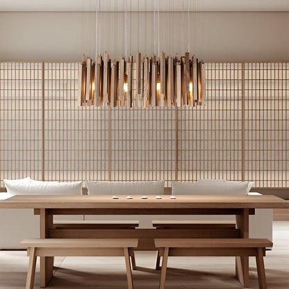 Moderne minimalistische houten brandhoutstok kroonluchter licht