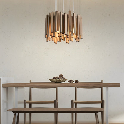 Moderne minimalistische houten brandhoutstok kroonluchter licht