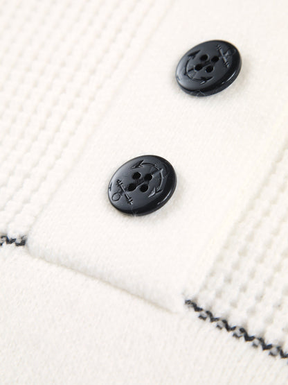 Offener Kragen Knopfleistenpullover