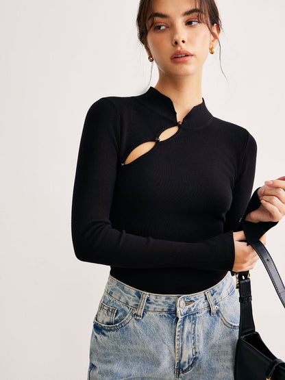 Effen Skinny Trui Met Uitgesneden Details