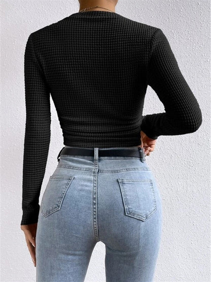 Effen Wafel Slim Trui
