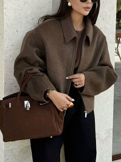 Effen rits tweed jas