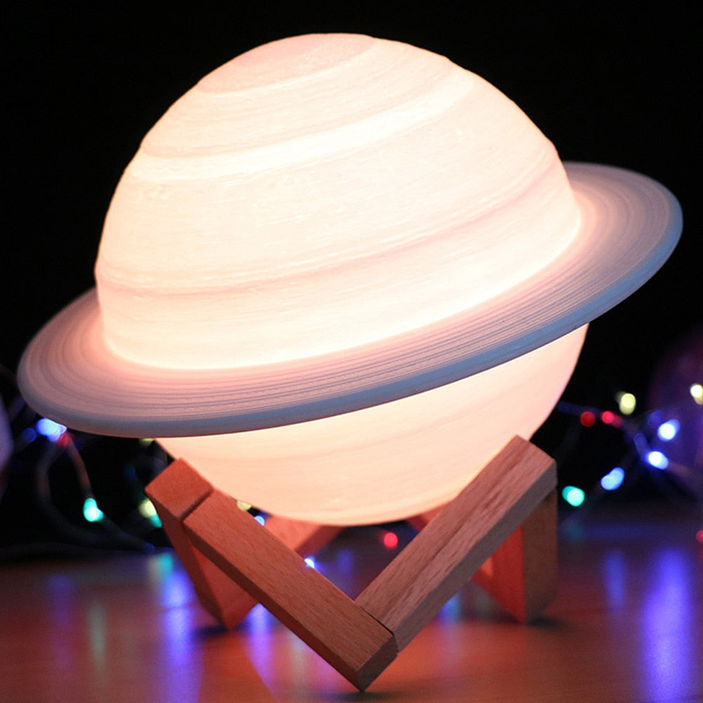 Planeet-Thema LED Nachtlamp – Kleurveranderend Saturnus Ontwerp voor Kinderen, Slaapkamers en Unieke Sfeervolle Woondecoratie