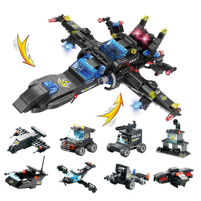 8 IN 1 Robot Aircraft Car City Police SWAT Building Block