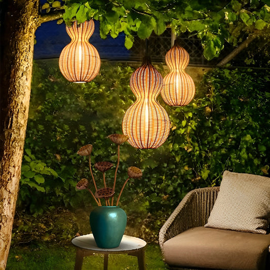 Rotan kalebas waterdichte retro buiten kroonluchter veranda lampen