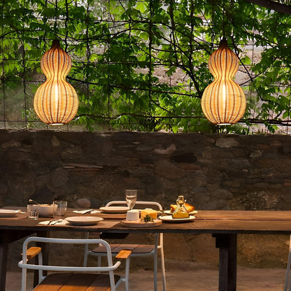 Rotan kalebas waterdichte retro buiten kroonluchter veranda lampen