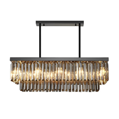 Rechthoekige kristallen LED 3-traps dimbare rookgrijze moderne kroonluchter