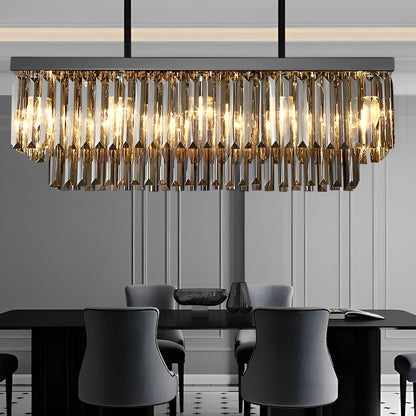 Rechthoekige kristallen LED 3-traps dimbare rookgrijze moderne kroonluchter