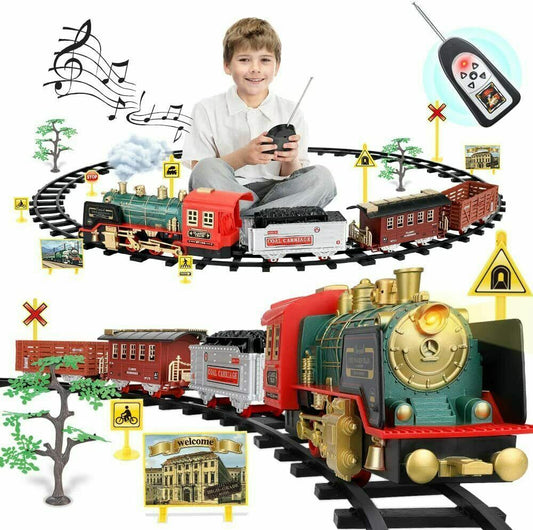 Afstandsbediening Vintage Klassiek RC Trein Speelgoedset met Echt Rook, Licht, Geluid