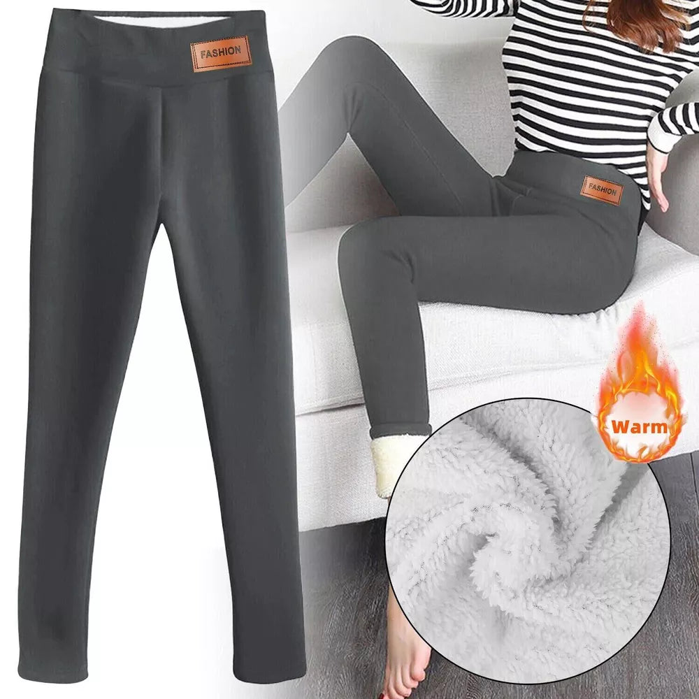 Dames winter warme Sherpa fleece gevoerde legging – dikke kasjmier thermische broek
