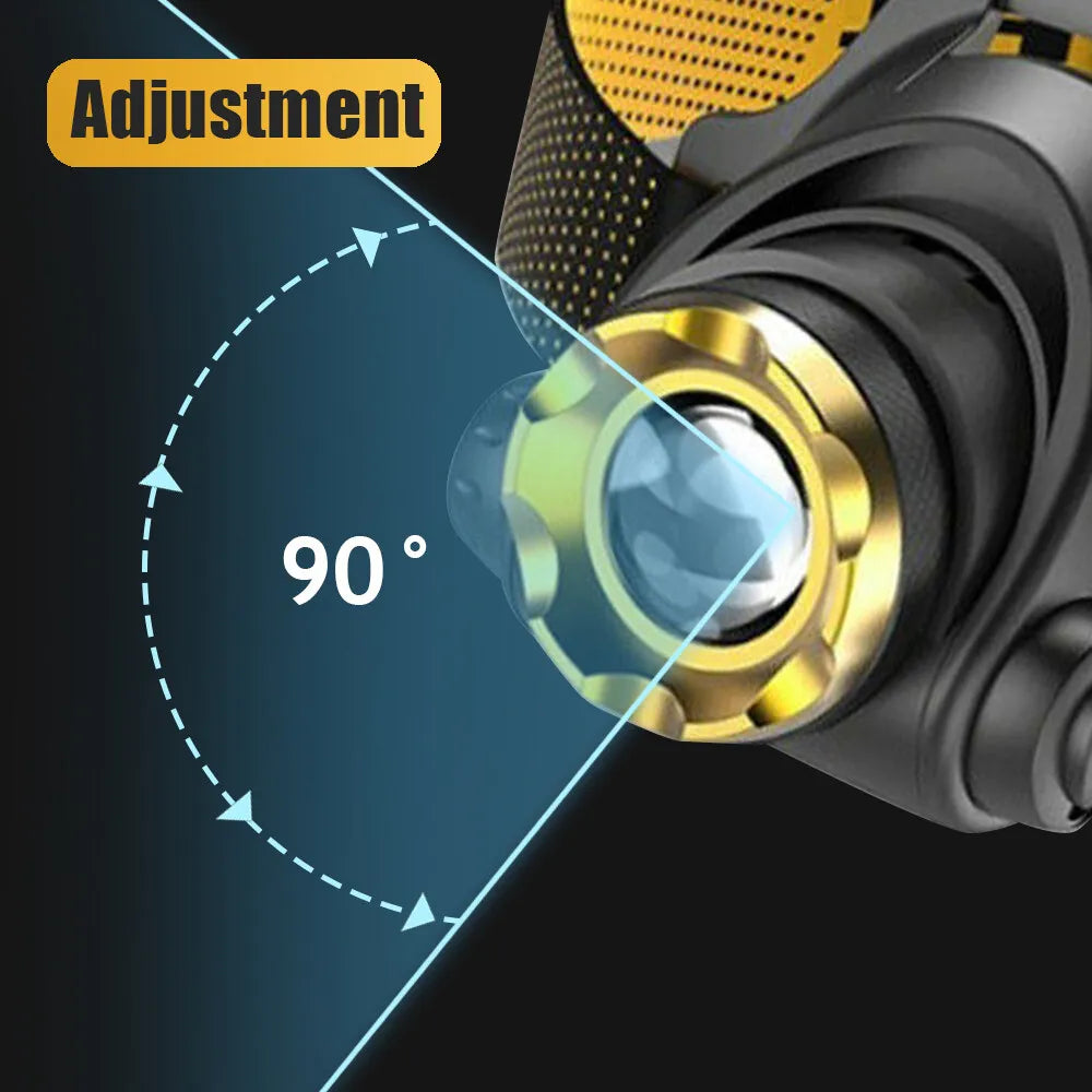 990000LM LED Hoofdlamp Oplaadbare Tactische Hoofdlamp Zoom Hoofdlamp Zaklamp