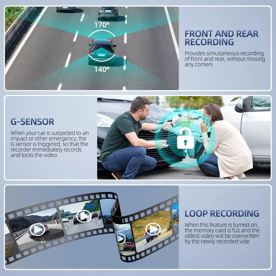 4" Touchscreen Voor- en Achter Dashcam