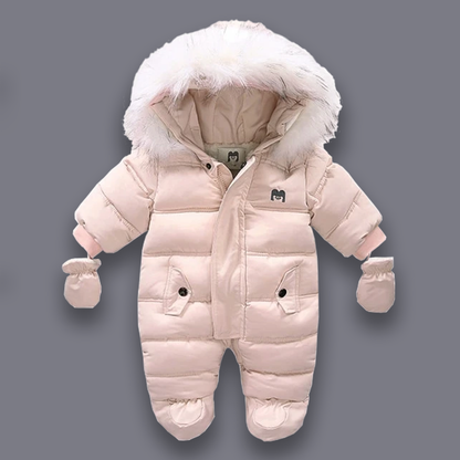 Winter Coat for Newborns and Infants - Padded Snowsuit Onesie with Fleece Lining