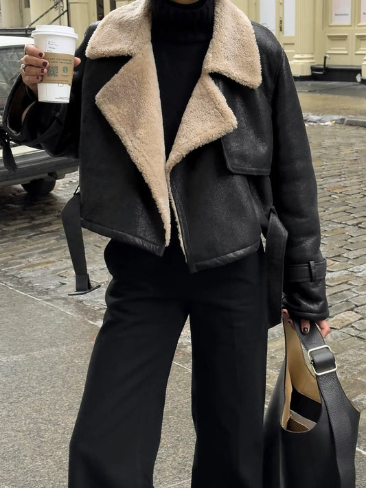 Too Blessed Sherpa Lined Aviator Jacket – Shearling Leather