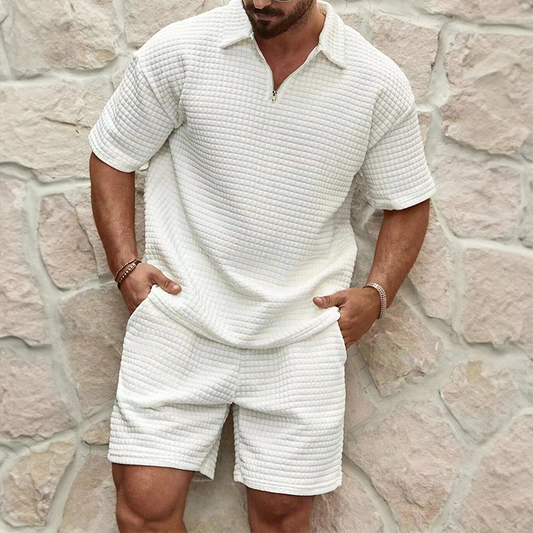 Men’s Waffle Tracksuit Set – Trendy 2-Piece Outfit