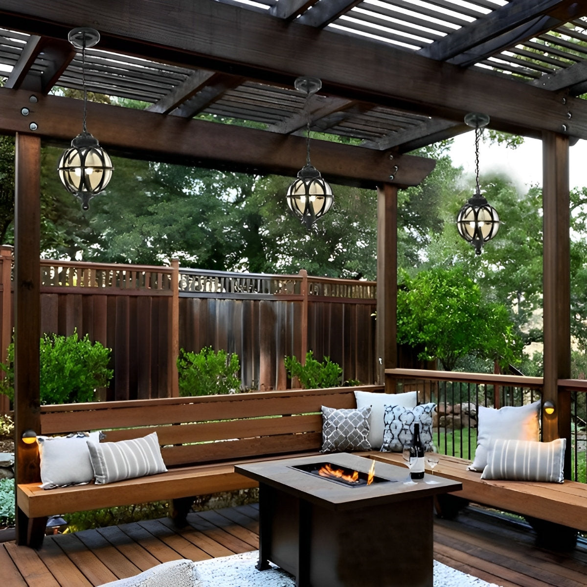 Waterproof Aluminum Glass Ball Outdoor Chandelier Light Hanging Chain Adjustable