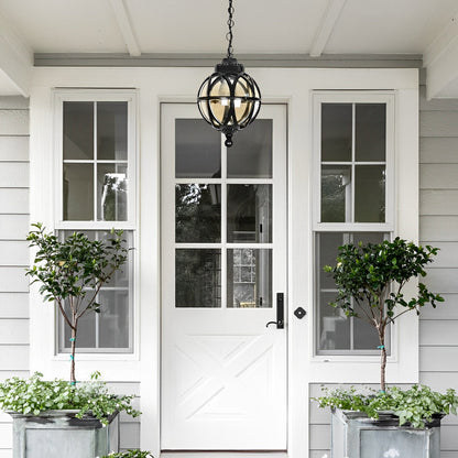 Waterproof Aluminum Glass Ball Outdoor Chandelier Light Hanging Chain Adjustable