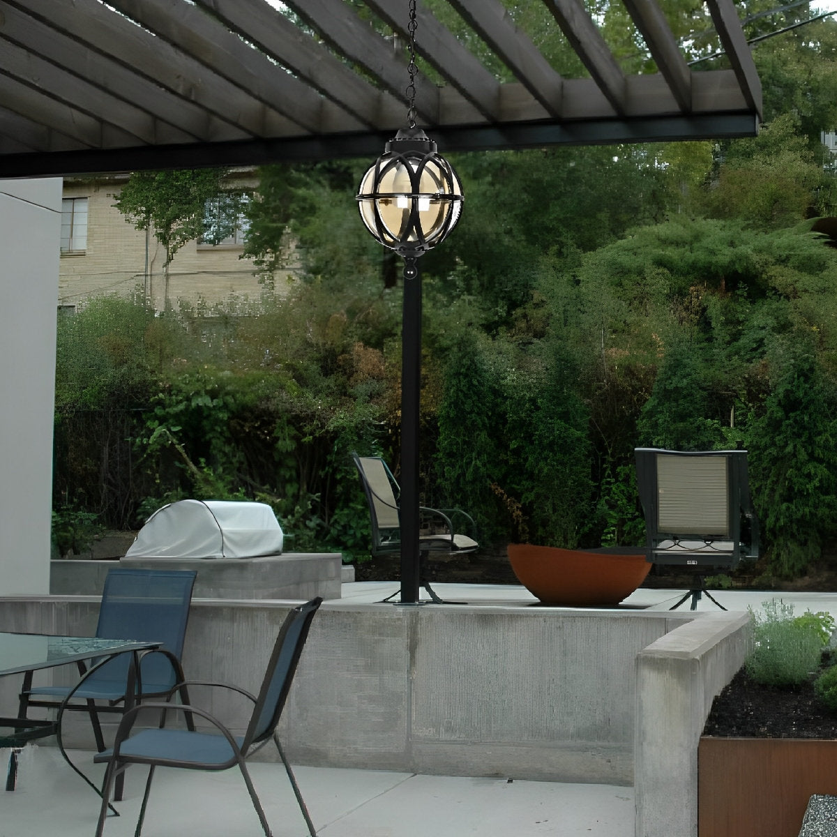 Waterproof Aluminum Glass Ball Outdoor Chandelier Light Hanging Chain Adjustable
