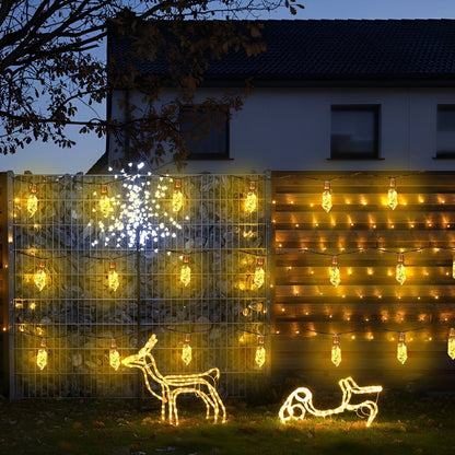 Waterproof Solar 31ft 20 LED Hemp Rope String Lights with Remote