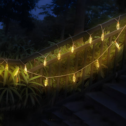 Waterproof Solar 31ft 20 LED Hemp Rope String Lights with Remote