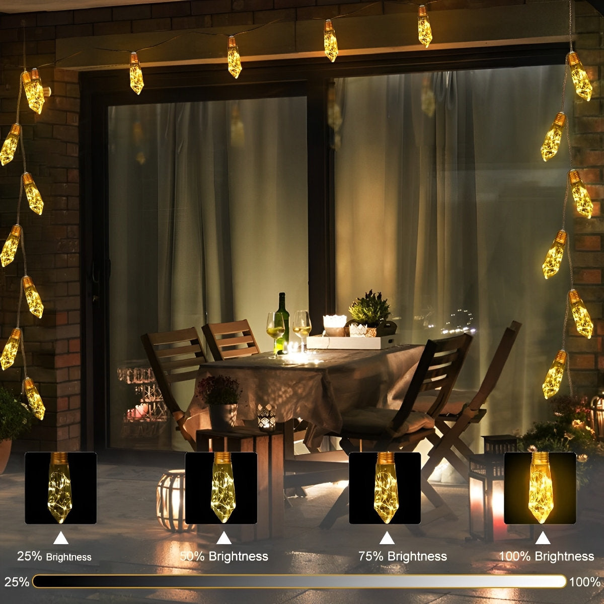 Waterproof Solar 31ft 20 LED Hemp Rope String Lights with Remote