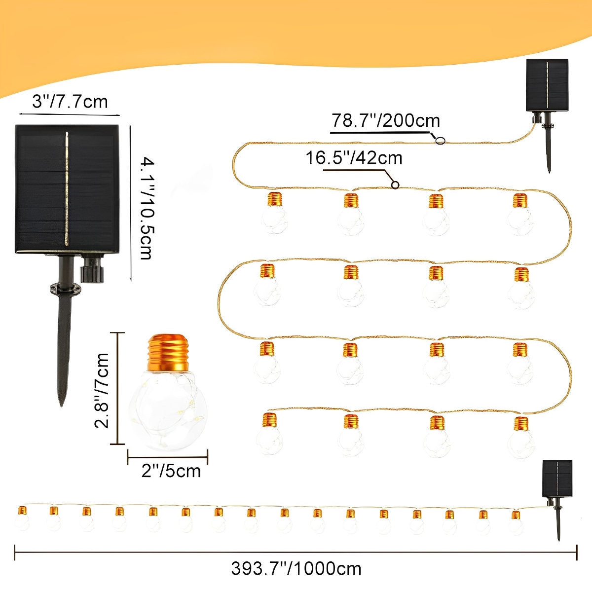 Waterproof Solar 31ft 20 LED Outdoor String Lights