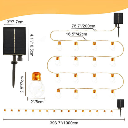 Waterproof Solar 31ft 20 LED Outdoor String Lights