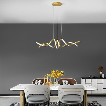 Minimalistische golfstrip gedraaide creatieve traploze dimbare LED kroonluchter hanglamp
