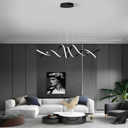 Minimalistische golfstrip gedraaide creatieve traploze dimbare LED kroonluchter hanglamp