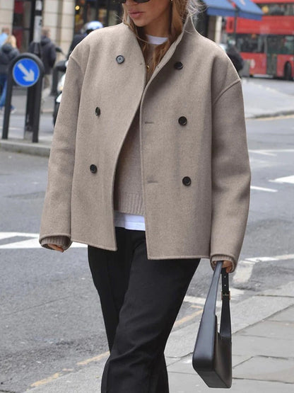 Women's Stand Collar Jacket – Button Front Casual Coat