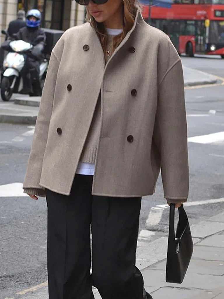 Women's Stand Collar Jacket – Button Front Casual Coat