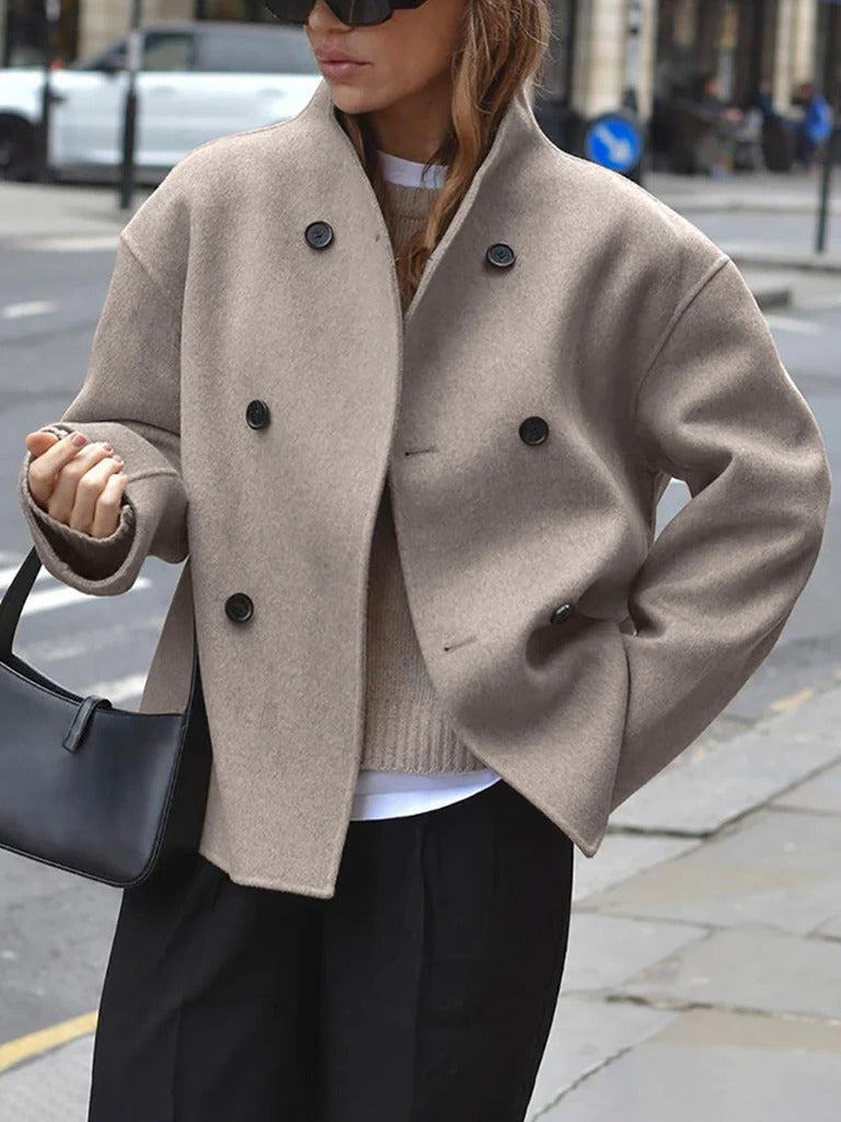 Women's Stand Collar Jacket – Button Front Casual Coat