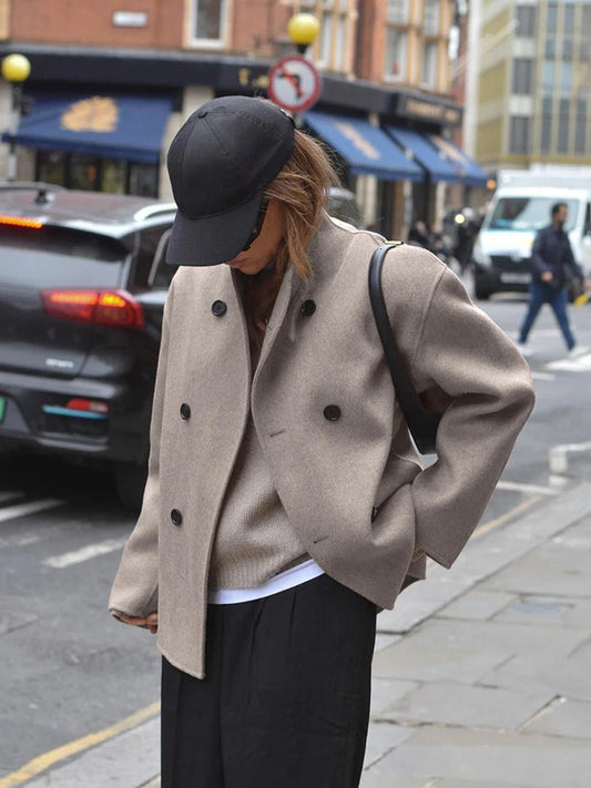 Women's Stand Collar Jacket – Button Front Casual Coat
