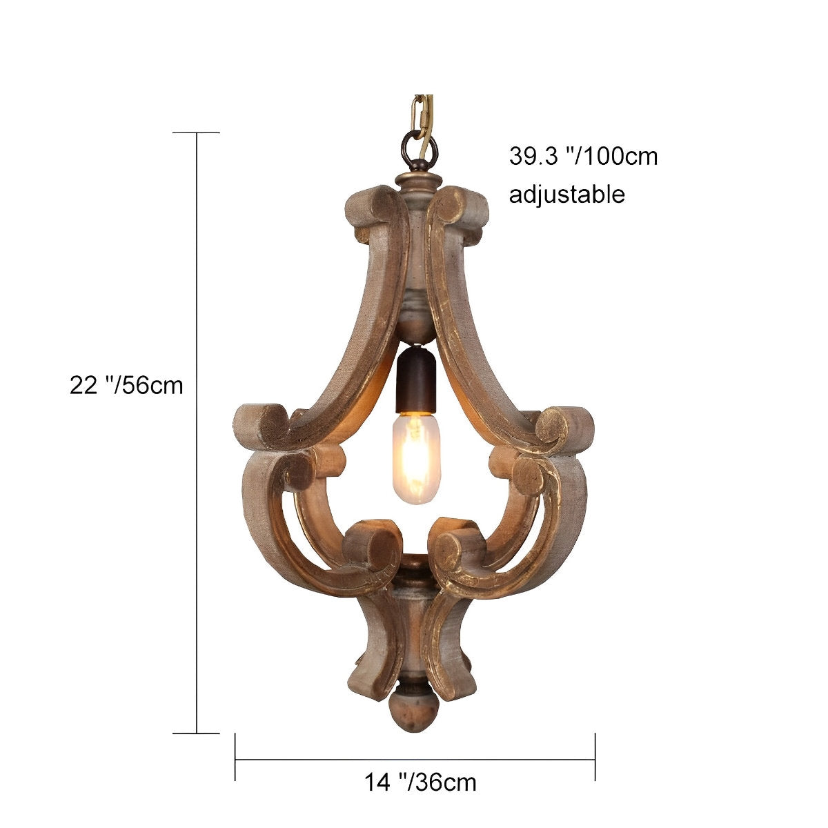 Houten vintage rustieke industriële hanglamp
