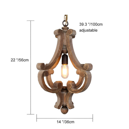 Houten vintage rustieke industriële hanglamp