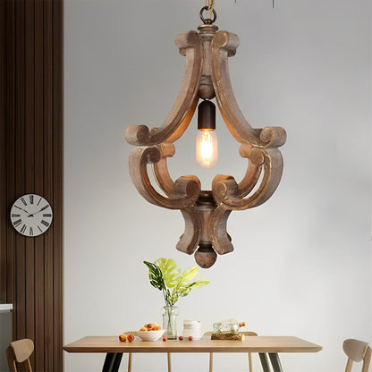 Houten vintage rustieke industriële hanglamp