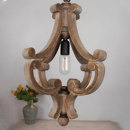 Houten vintage rustieke industriële hanglamp