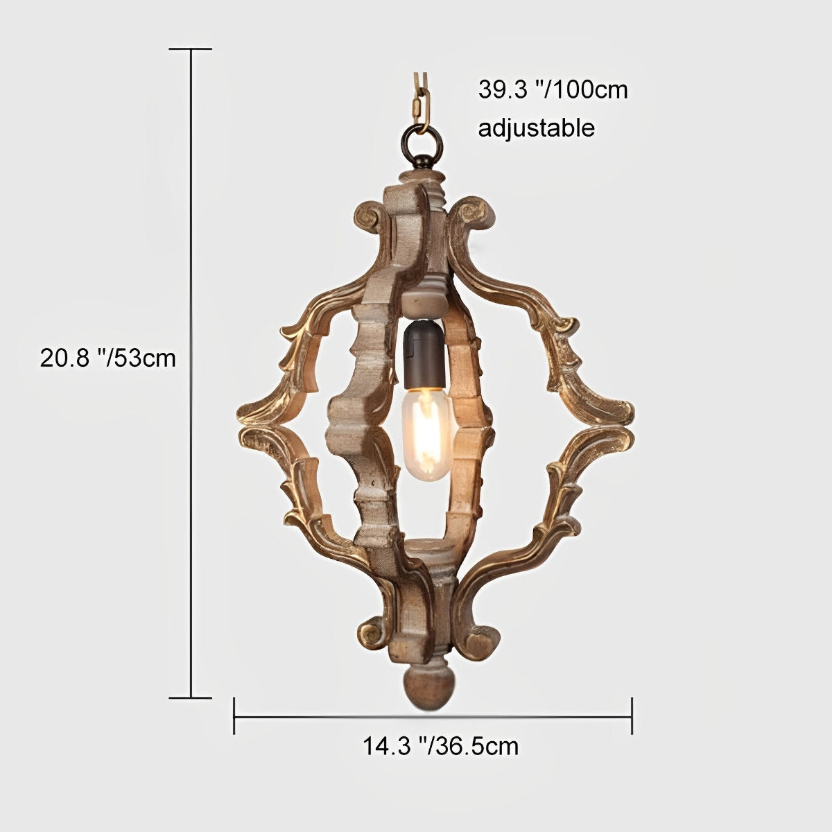 Houten vintage rustieke industriële hanglamp