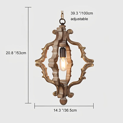 Houten vintage rustieke industriële hanglamp