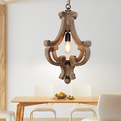 Houten vintage rustieke industriële hanglamp
